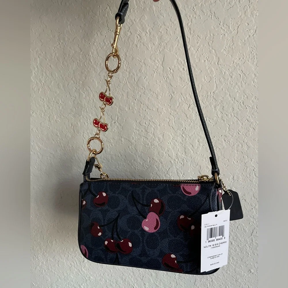 Nolita 19 in Signature Canvas with Cherry Print and Handmade Cherry Charm - Picture 2 of 12